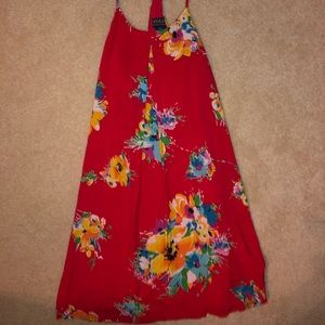 Flowy red flower dress